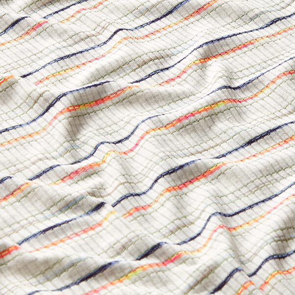 Fijne gebreide tricot neon-strepen – zilvergrijs, image number 2