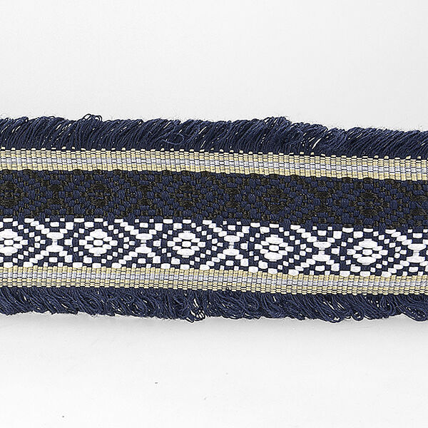 Jacquardboord etno – marineblauw, image number 1