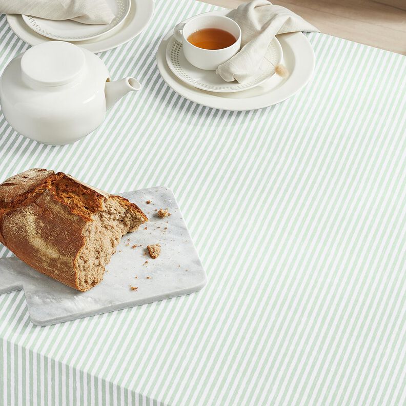 Katoenen stof Cretonne casual strepen – licht mint/wit,  image number 6