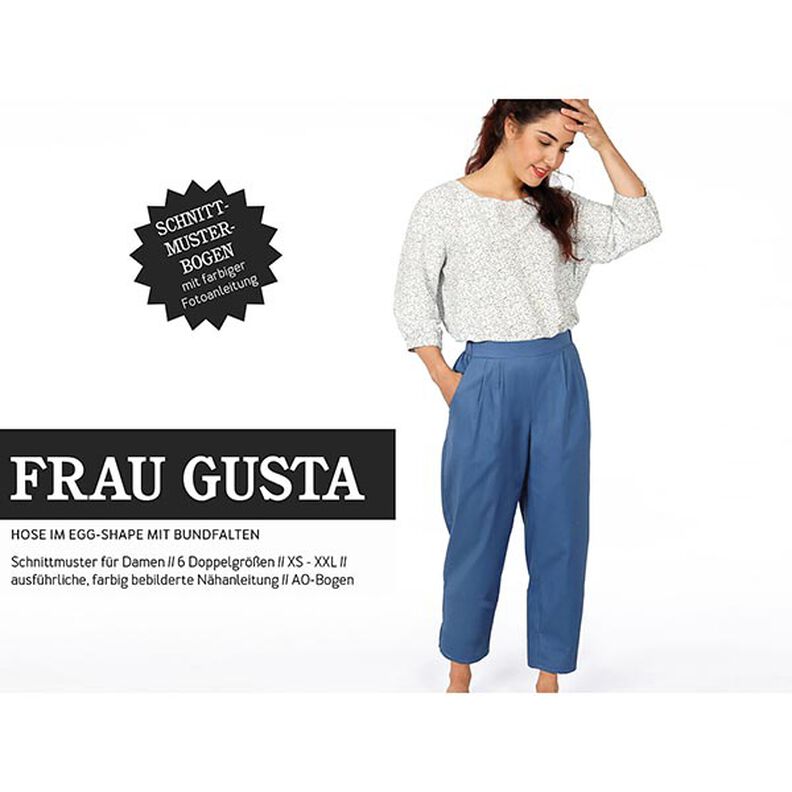 MEVROUW GUSTA Broek in egg-shape met plooien op de elastische tailleband | Studio Schnittreif |,  image number 1