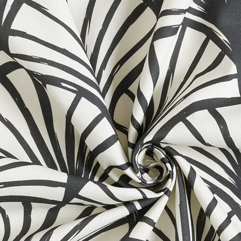 Decostof Half panama abstracte vakken – ivoor/zwart,  image number 3