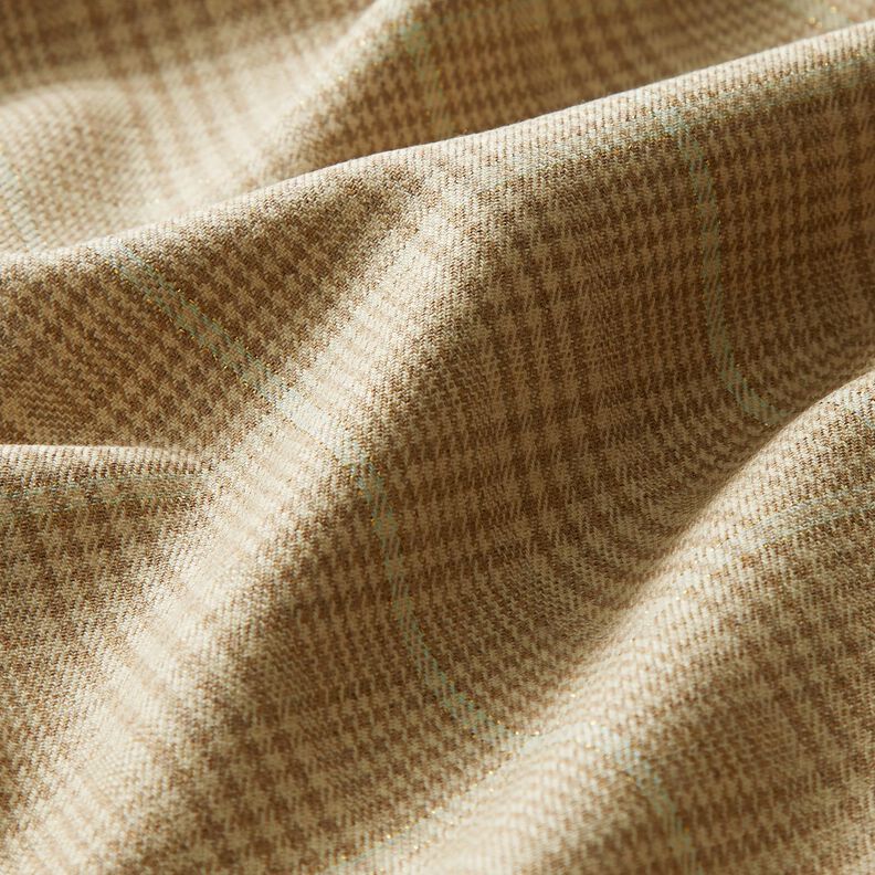Viscosemix fijne glencheck met lurex – amandel/licht mint,  image number 2