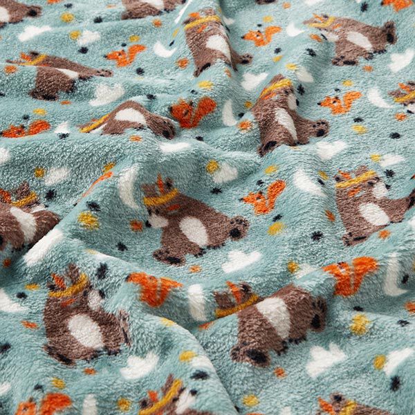 Wellnessfleece Doubleface Beer met veren – lichtgrijs/donkerbruin, image number 2