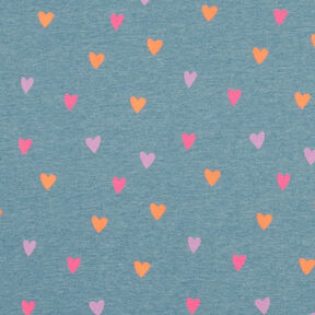 Katoenjersey Neonharten | by Poppy – duifblauw/neon oranje, 