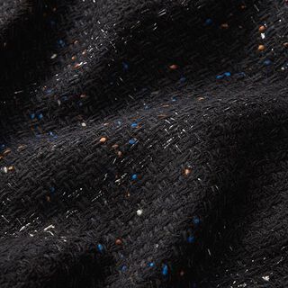 Losse wolmix weefsel glitterdraden & kleurknobbels – zwart, 
