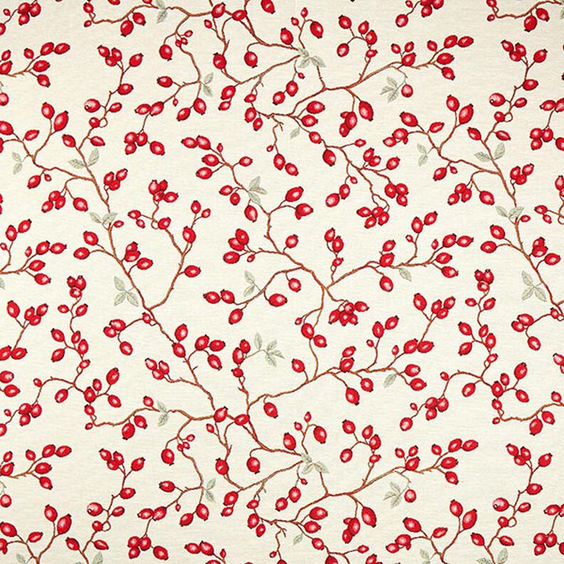 Decostof Gobelin Rozenbottels – lichtbeige/rood,  image number 1