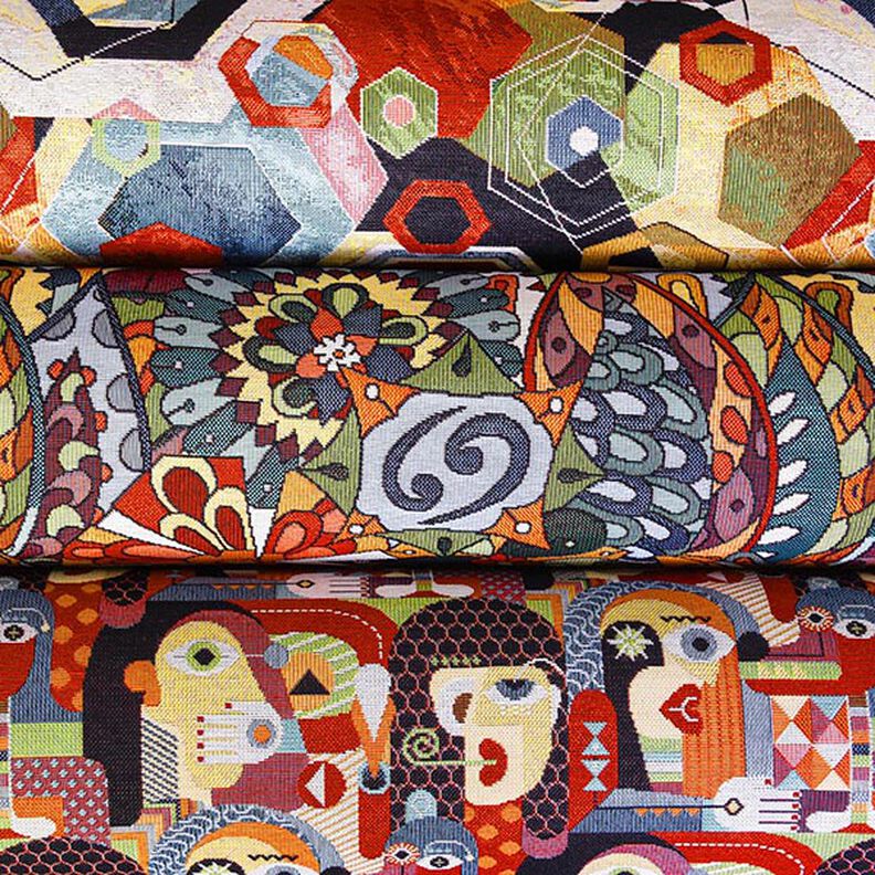 Decostof Gobelin abstracte gezichten – zwart, image number 4