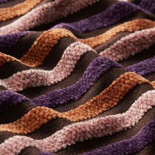 Breistof chenille strepen – bruin, 