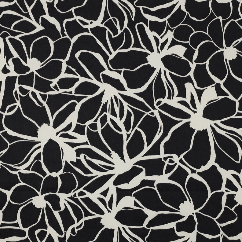 Katoensatijn Magnolia | Nerida Hansen – zwart/ecru,  image number 1