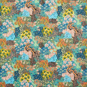 Gecoate katoen Bloemenzee – oceaanblauw/terracotta, 