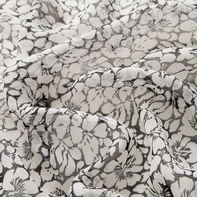 Crêpe chiffon bloemenornamenten – wit/zwart, 