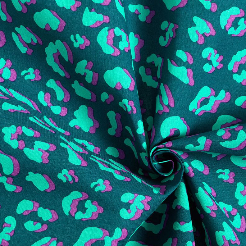 Gecoate katoen abstracte Leeuw | Poppy Fabrics – petroleum/lila, image number 3