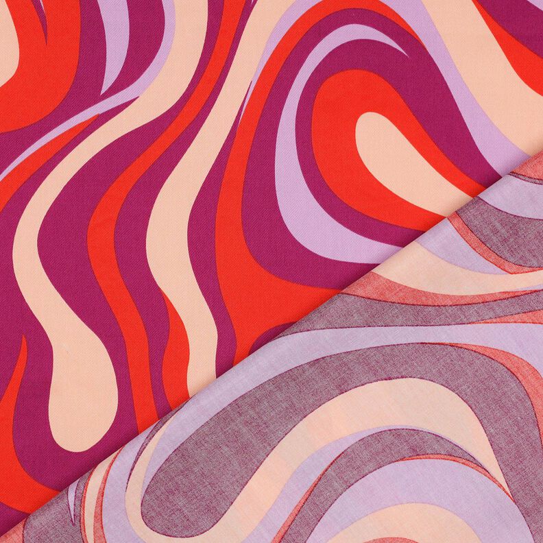 Katoensatijn Retro golven| Poppy Fabrics – purper/oranje,  image number 4