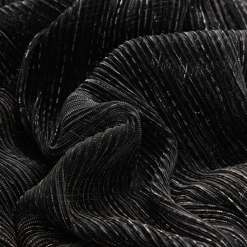 Transparante plissé glitterstrepen – zwart,  image number 5