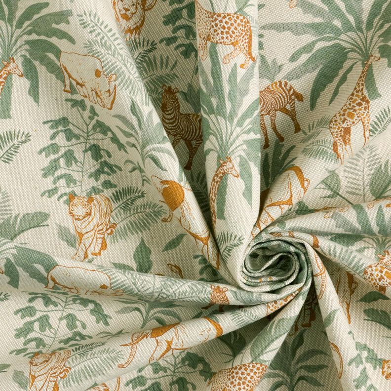 Decostof Half panama Jungledieren – natuur/karamel, image number 3