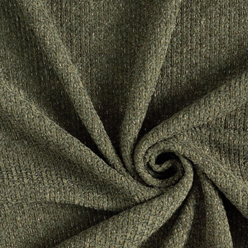 Chenille Breijacquard Glitter – donkergrenen/zilver metallic,  image number 1