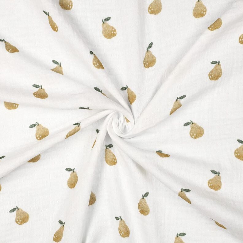 Mousseline/dubbel gehaakte stoffen Peer Digitaal printen | Poppy Fabrics – wit/geel olijfgroen,  image number 3