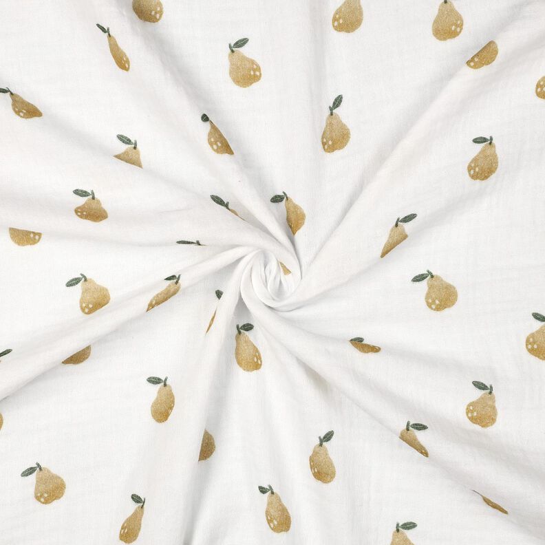 Mousseline/dubbel gehaakte stoffen Peer Digitaal printen | Poppy Fabrics – wit/geel olijfgroen, image number 3