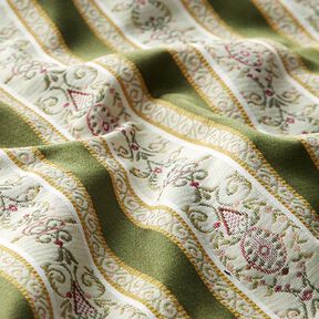 Meubelstof jacquard Biedermeier strepen – creme/olijf, 