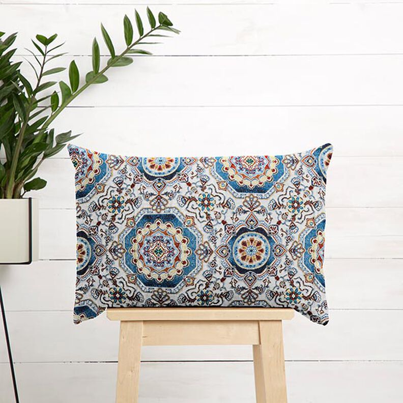 Decostof Gobelin oosterse mandala – blauw/ivoor,  image number 6