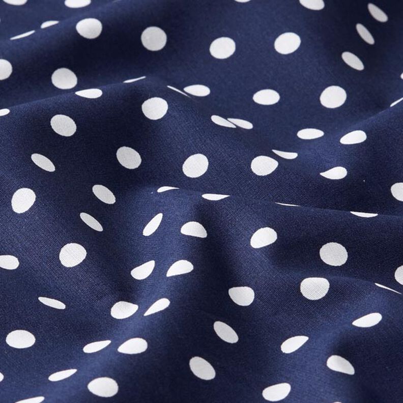 Katoenpopeline Grote stippen – marineblauw/wit, image number 2