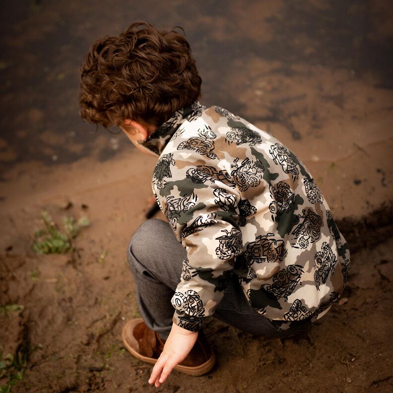 French Terry sommersweat Camouflage monstertrucks  – taupe,  image number 6