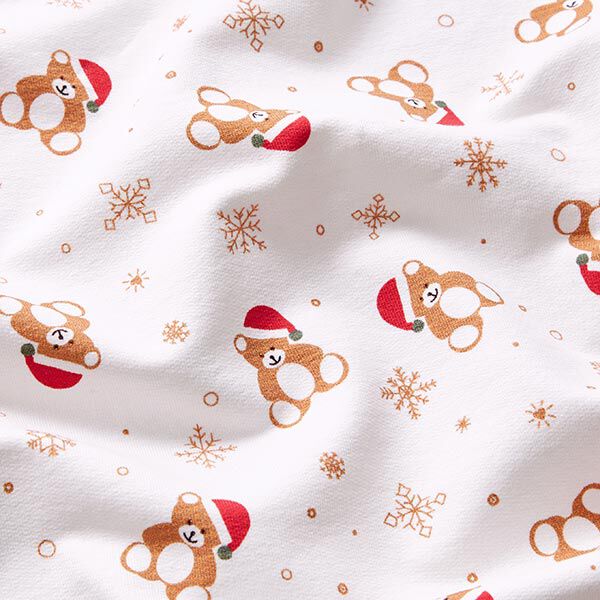 Panel French Terry sommersweat Kerst teddybeer – ecru/rood, image number 9