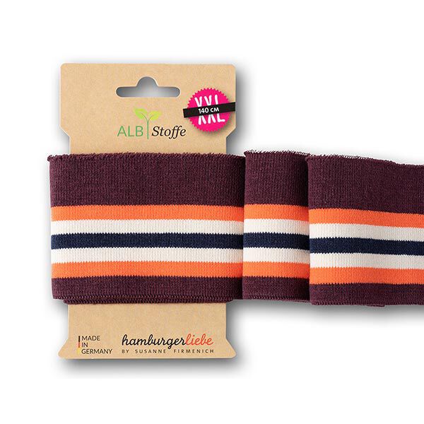 GOTS Boordstof CUFF ME COLLEGE [ 140 cm | 7 cm ] | Albstoffe – bordeauxrood/oranje,  image number 1