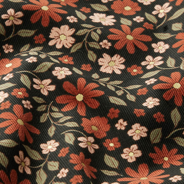 Babyrib Glitter mooie bloemen – zwart/goud metallic, image number 2