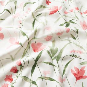 Decostof Half panama Freesia's – ivoor/lichtroze, 