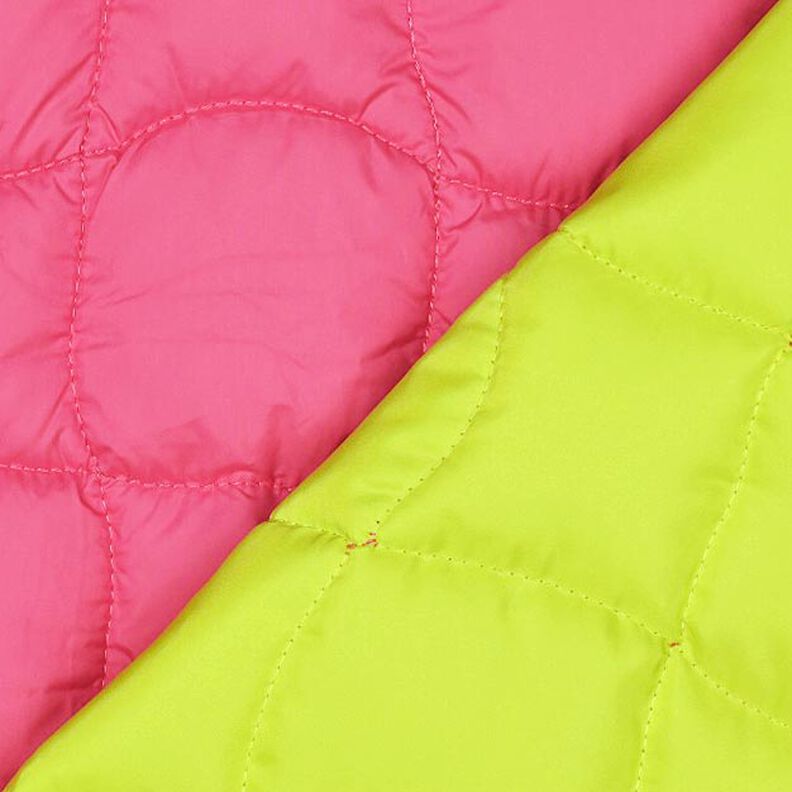 Doorgestikte stof golvende vierkanten – neon pink/neongroen, image number 4