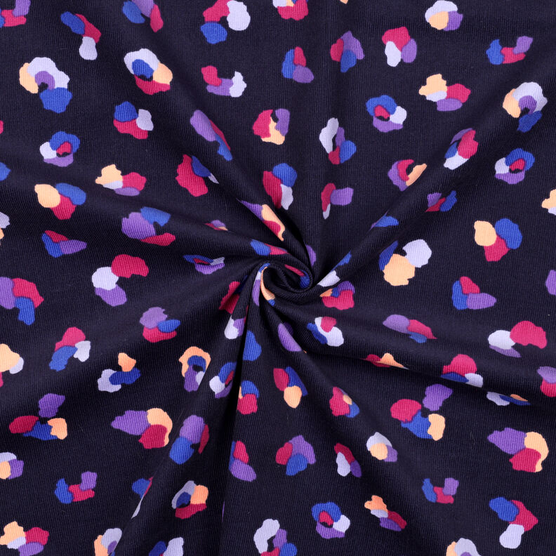Babyrib kleurrijke luipaardvlekken | Poppy Fabrics – marineblauw,  image number 3