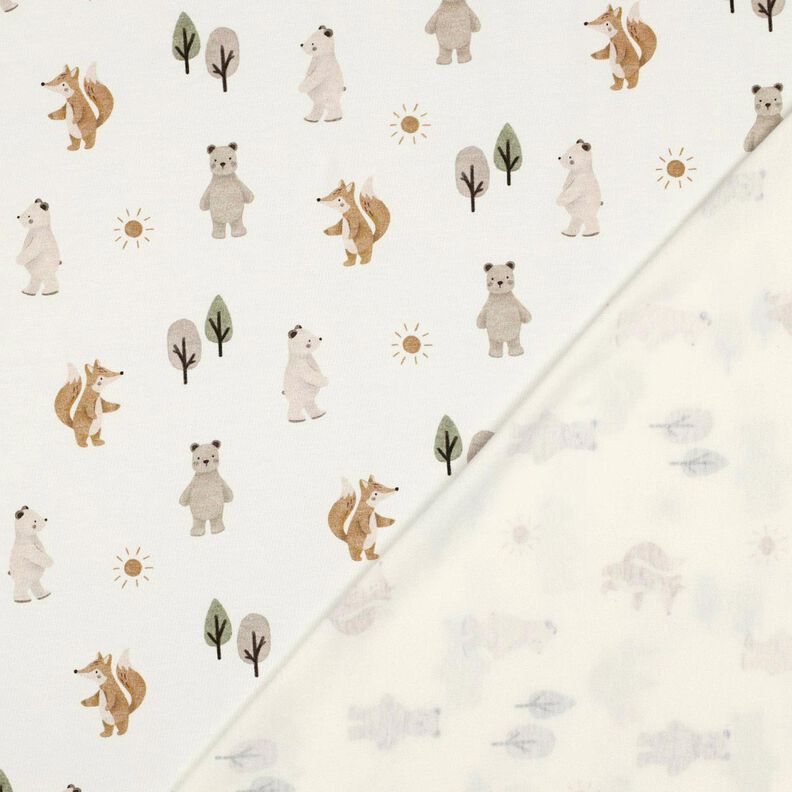 Katoenjersey Dieren in het bos Digitaal printen | Poppy Fabrics – ivoor/anemoon,  image number 4