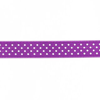 Satijnband stippen - violet/wit, 