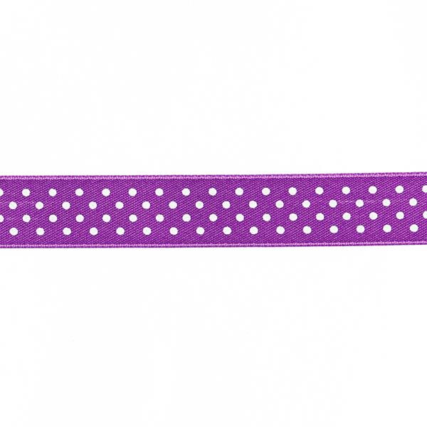 Satijnband stippen - violet/wit,  image number 1