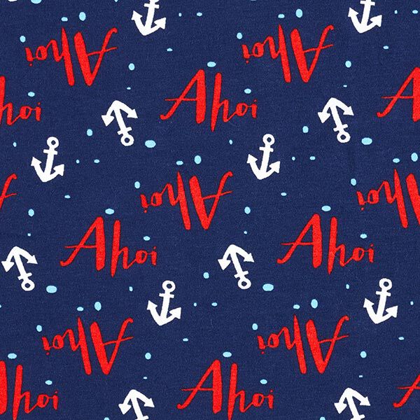 Katoenjersey Ahoi – marineblauw/vuurrood, image number 1