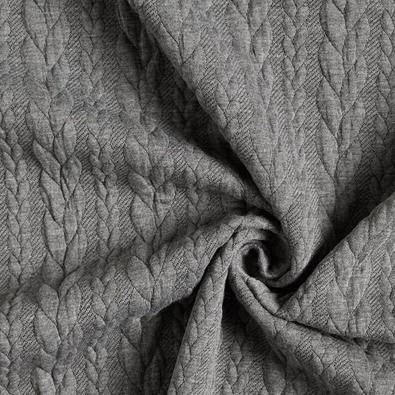 Jerseyjacquard cloqué kabelsteekpatroon – lichtgrijs,  image number 3