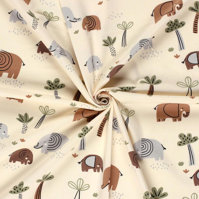 Katoenjersey Jungle-olifanten – ecru/riet, image number 3