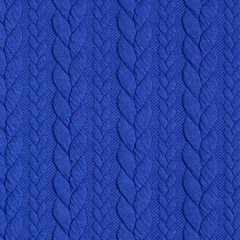 Jerseyjacquard cloqué kabelsteekpatroon – koningsblauw,  image number 1