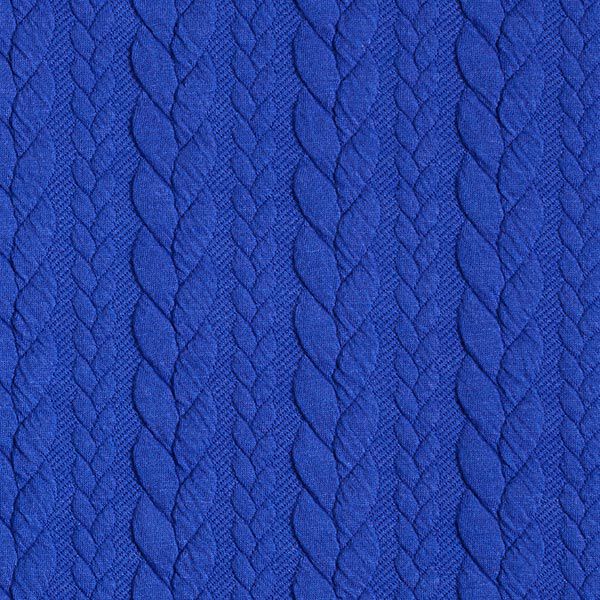 Jerseyjacquard cloqué kabelsteekpatroon – koningsblauw,  image number 1