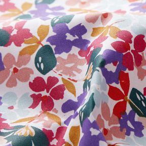 Gecoate katoen Pastelkleurige bloemen – wit/lila, 