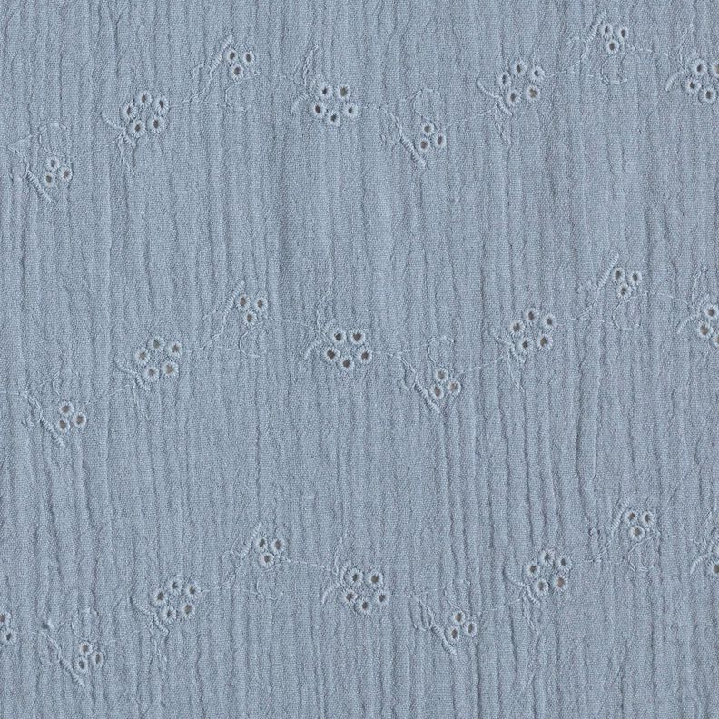 Mousseline/dubbel gehaakte stoffen Los borduursel Bloemenranken – blauwgrijs, image number 1