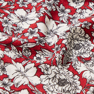Viscose jersey bloemenzee – karmijnrood, 