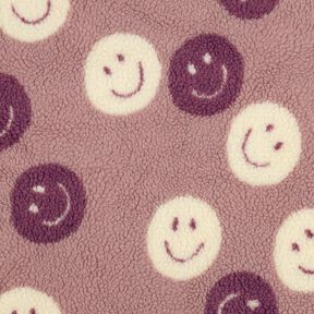 Teddy pluche Smileys | Poppy Fabrics – donker oudroze/ecru,  Teddy pluche Smileys | Poppy Fabrics – donker oudroze/ecru,