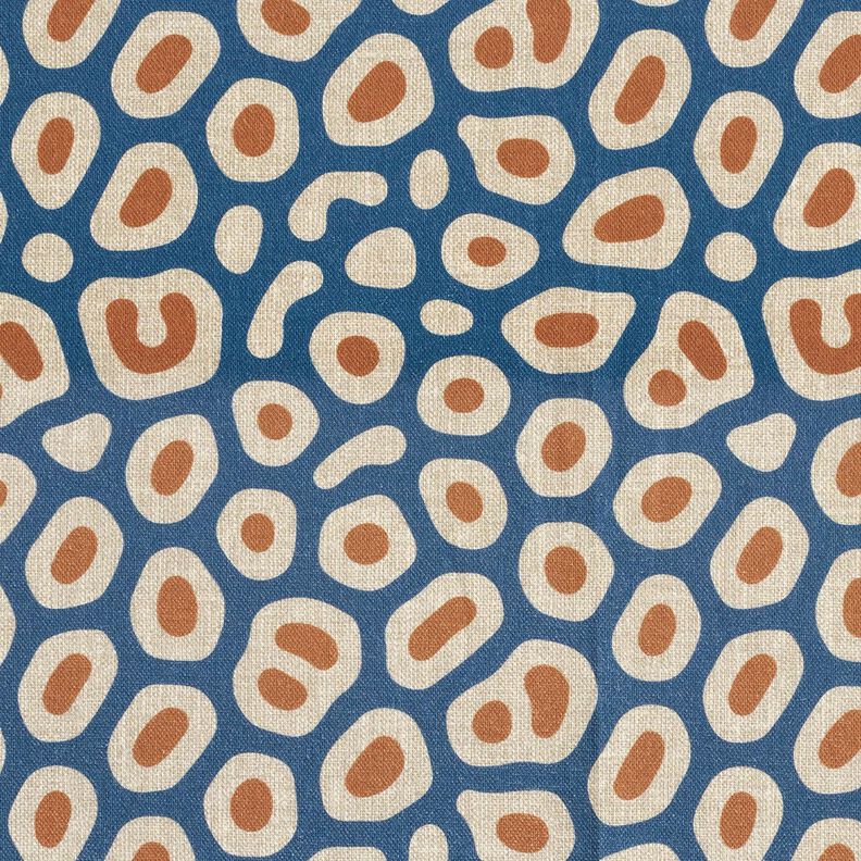 Decostof Half panama abstract luipaardpatroon – blauw/cashew, image number 1