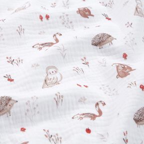 Mousseline/dubbel gehaakte stoffen Dieren in de boskap – wit, 