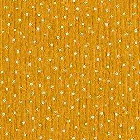 Mousseline/dubbel gehaakte stoffen Stippen &ndash; currygeel/wit, 