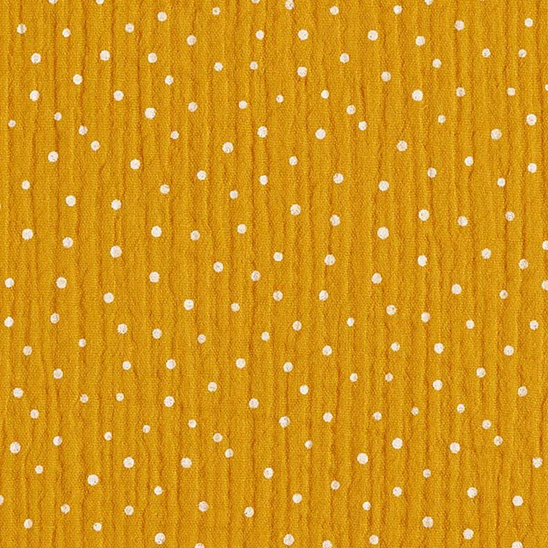 Mousseline/dubbel gehaakte stoffen Stippen – currygeel/wit,  image number 1