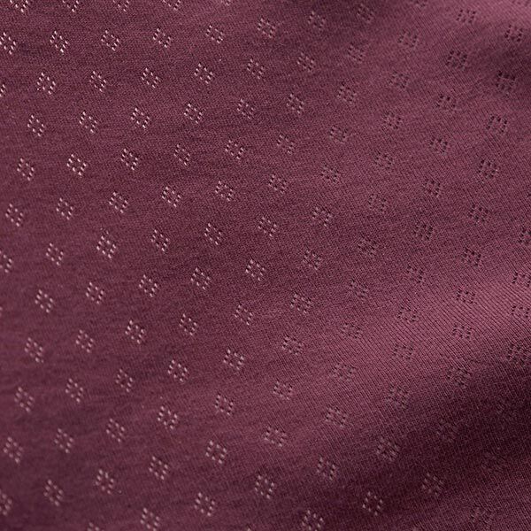 Fijngebreide jersey met gaatjesmotief – aubergine,  image number 3