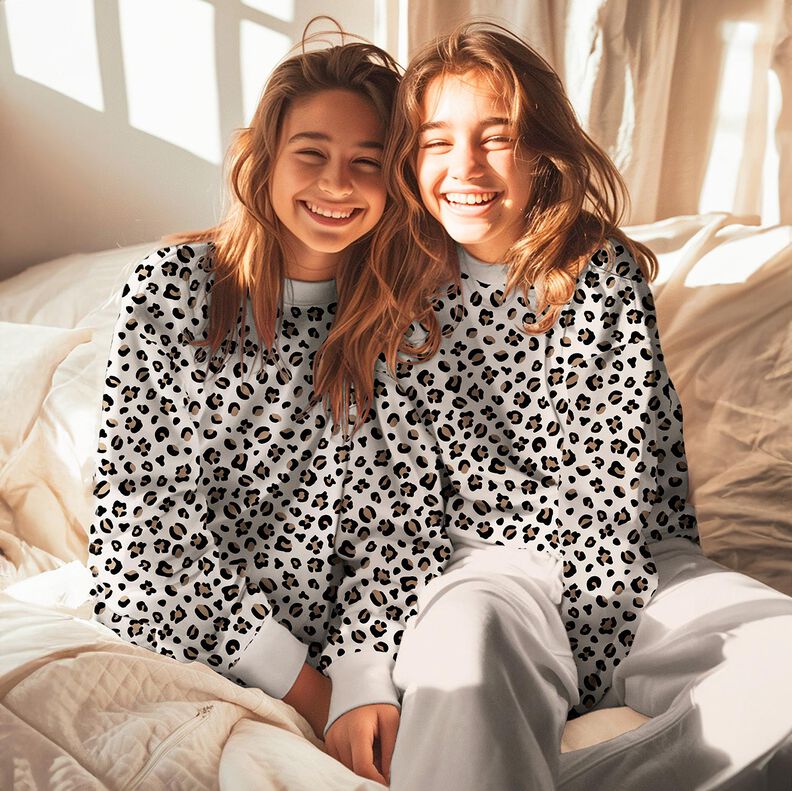 Sweatshirt geruwd Luipaardprint | Poppy Fabrics – creme/anemoon,  image number 5